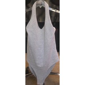 Grey halter top bodysuit